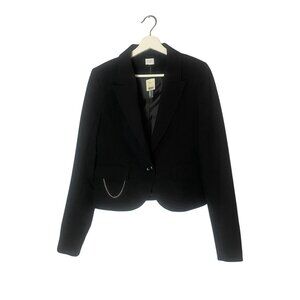 Suzy Shier Black Blazer with Chain Detail Size Small Edgy Preppy Office
